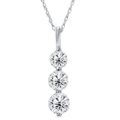 Pompeii3 3/4ct 3 Stone Diamond Pendant 14K White Gold