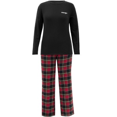 Wrangler Women's and Plus Long Sleeve Top and Flannel Bottom Pajama Set