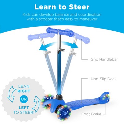 Blue Kids Mini Kick Scooter with Light-Up Wheels