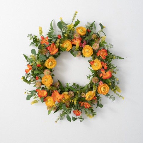 Sullivans Artificial Blooming Ranunculus Wreath 20