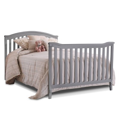 Gray Pine Wood 4-in-1 Convertible Crib with Arched Headboard