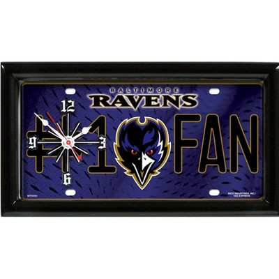 NFL Wall/Desk Analog Clock, #1 Fan with Team Logo - Baltimore Ravens