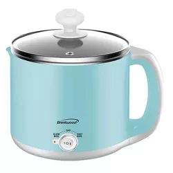 Brentwood Stainless Steel 1.9 Quart Electric Hot Pot Cooker and Food Steamer in Blue