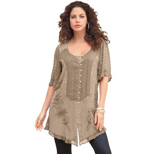 Roaman's Women's Plus Size Acid Wash Tunic - 1 of 4