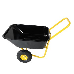 HANPURE Two-wheeled barrow, garden cart, 10-inch pneumatic wheels(Yellow + Black) - 1 of 4