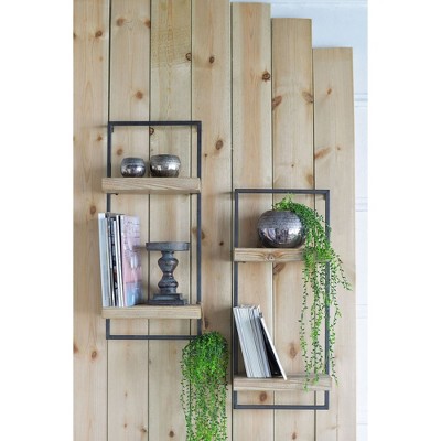 Lycvki Iron and Wood Decorative Wall Shelf