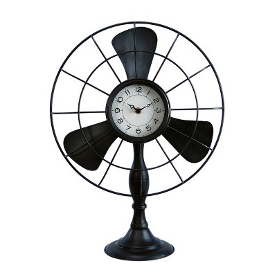 VIP Metal 20 in. Black Fan Table Clock
