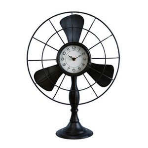 VIP Metal 20 in. Black Fan Table Clock - 1 of 2