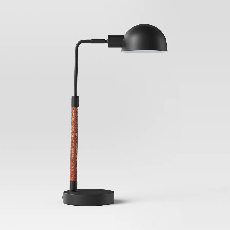 Pharmacy Task Lamp with Faux Leather Wrap Black (Includes LED Light Bulb) - Threshold&#8482;, 1 of 5