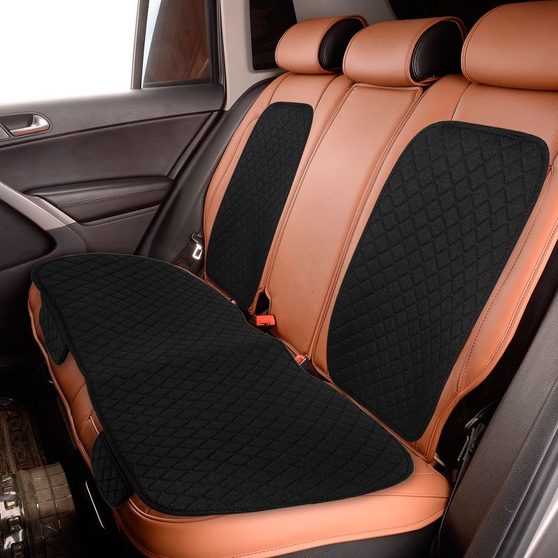Unique Bargains Universal Car Seat Covers Protector Set Rear Back Seat Cover Flax Fiber Black 3 Pcs, 1 of 6