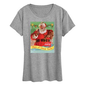 Women's - Coca-Cola - Vintage Christmas Santa Sign Of Good Taste Short Sleeve Graphic T-Shirt - 1 of 4