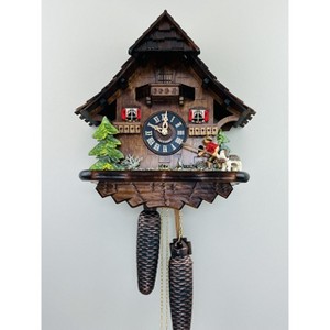 14" Wooden Cuckoo Clock with Animated Fisherman & Cottage Scene By River City Clocks - 1 of 4