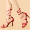 Allegra K Women's Solid Open Toe Lace Up Stiletto Sandals - 2 of 4