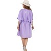 HAPPY BAY Women's House Daily Routine Evening Wear Mini Casual Caftan Short Sleeve Vacation Dressessuit Cover Ups for Women 2X-3X Purple, Solid - 3 of 4