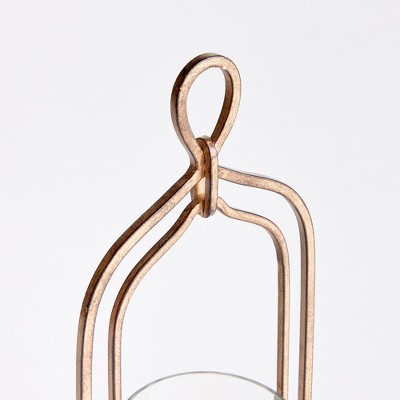 Amara Small Hammered Glass and Iron Hurricane Lantern