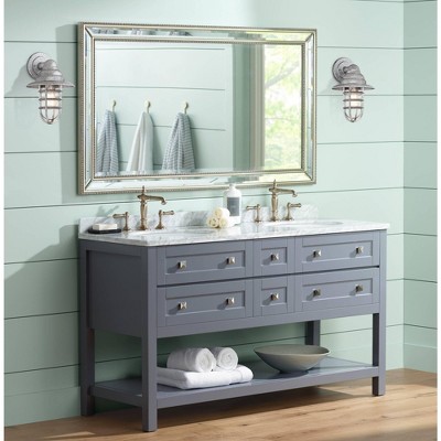 Galvanized Silver Industrial Outdoor Wall Light with Clear Glass