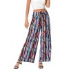 Women's Wide Leg Pants Casual Palazzo Summer Flowy Pants Elastic High Waist Lounge Drawstring Long Trousers - 2 of 4