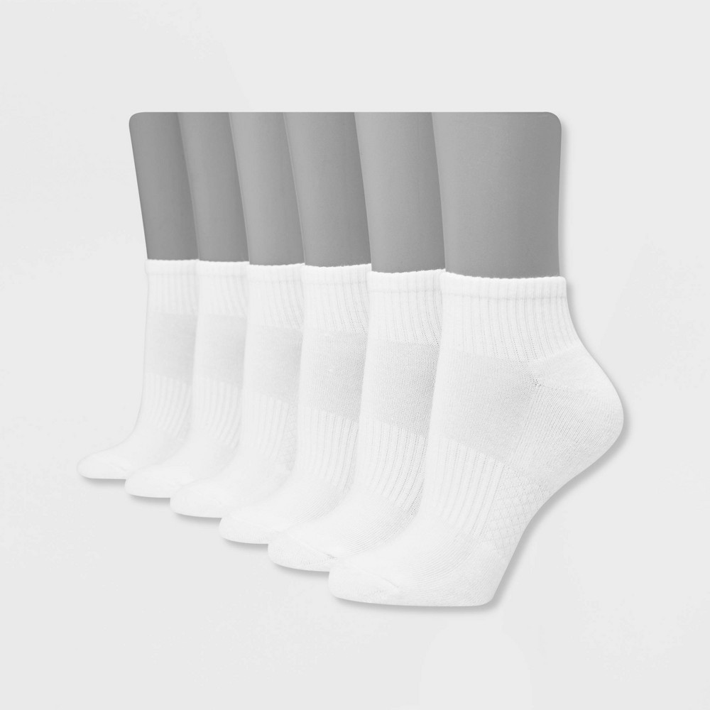 Hanes Performance Women's Cushioned 6pk Ankle Athletic Socks White 5-9 -  78306089