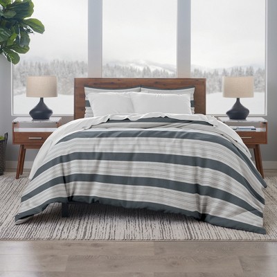 Linen Cotton Wide Stripe Duvet Cover Set