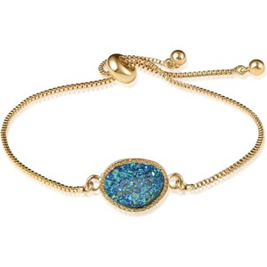 Humble Chic NY Simulated Druzy Chain Bracelet for Women - Boho Stackable Adjustable Bolo Slider Bracelet - 1 of 4
