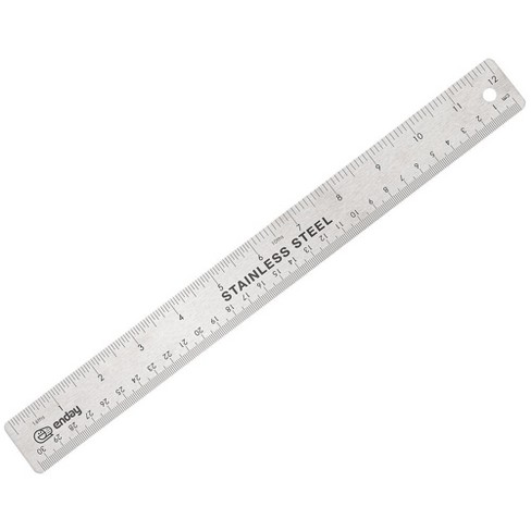 Enday 12 (30cm) Stainless Steel Ruler W/ Non-Skid Back