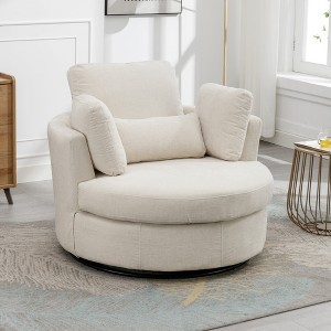 Hrinhom 42" W Oversized Barrel Chair,Modern Chenille Swivel Sofa Chair with Metal Base - 1 of 4