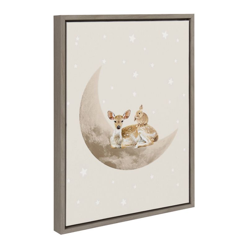 Kate &#38; Laurel All Things Decor 18&#34;x24&#34; Sylvie On the Moon Framed Canvas Wall Art by July Art Prints Gray Soft Animal Moon, 3 of 6