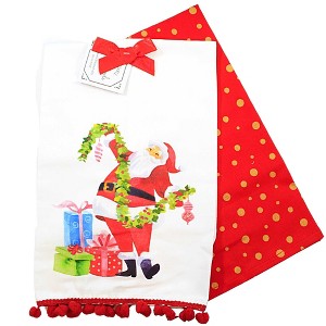 28.0 Inch Glam Santa With Ornaments Kitchen 100% Cotton Clean Up Kitchen Towel - 1 of 3