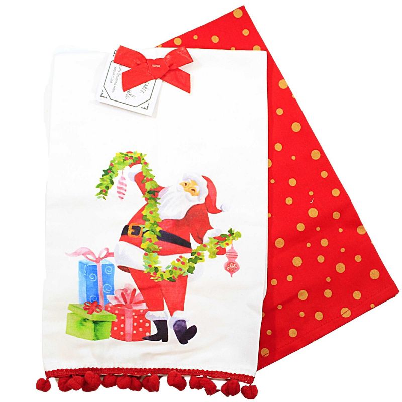 28.0 Inch Glam Santa With Ornaments Kitchen 100% Cotton Clean Up Kitchen Towel, 1 of 4