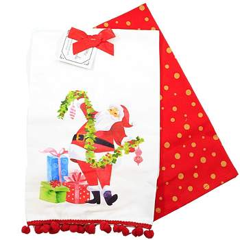 28.0 Inch Glam Santa With Ornaments Kitchen 100% Cotton Clean Up Kitchen Towel