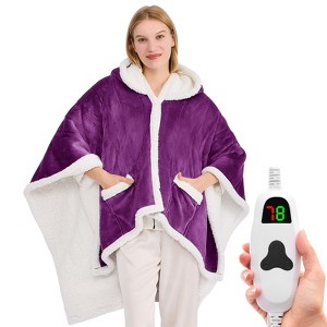 Inhand Wearable Heated Throw Blanket Shawl - 50"x60" Flannel Electric Robe Blanket Hoodie for Winter 5-Position Timer 10 Heating Levels - 1 of 4
