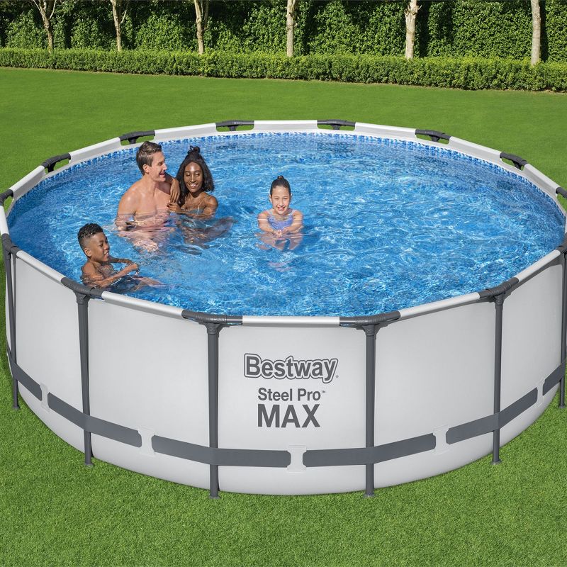 Bestway Steel Pro MAX Inch Round Metal Frame Above Ground Outdoor Backyard Swimming Pool Set with Filter Pump, 4 of 9