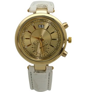 OLIVIA PRATT MULTICOLORED GOLD FACE LEATHER STRAP WATCH - 1 of 4