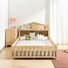 Mshliw Full Size Montessori Floor Bed with Storage Bookcase and Blackboard, Low Wood Platform Bed with Guardrails and Play Door for Kids and Teens - 3 of 4
