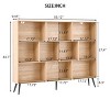 10 Cubes Wooden 3-Tier Open Shelf Bookcase with 5 Iron Legs Freestanding Storage Organizer for Home Office Living Room Bedroom, Oak - 2 of 4