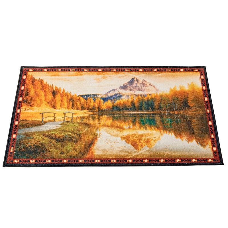 Collections Etc Skid-Resistant Mountain Lake Design Accent Rug 27" x 45", 1 of 5
