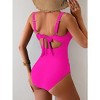Eomenie Women's One Piece Swimsuit Tummy Control Ruched Bathing Suit Cutout V Neck Swimwear High Cut Tie Back Swim Suit - 2 of 3