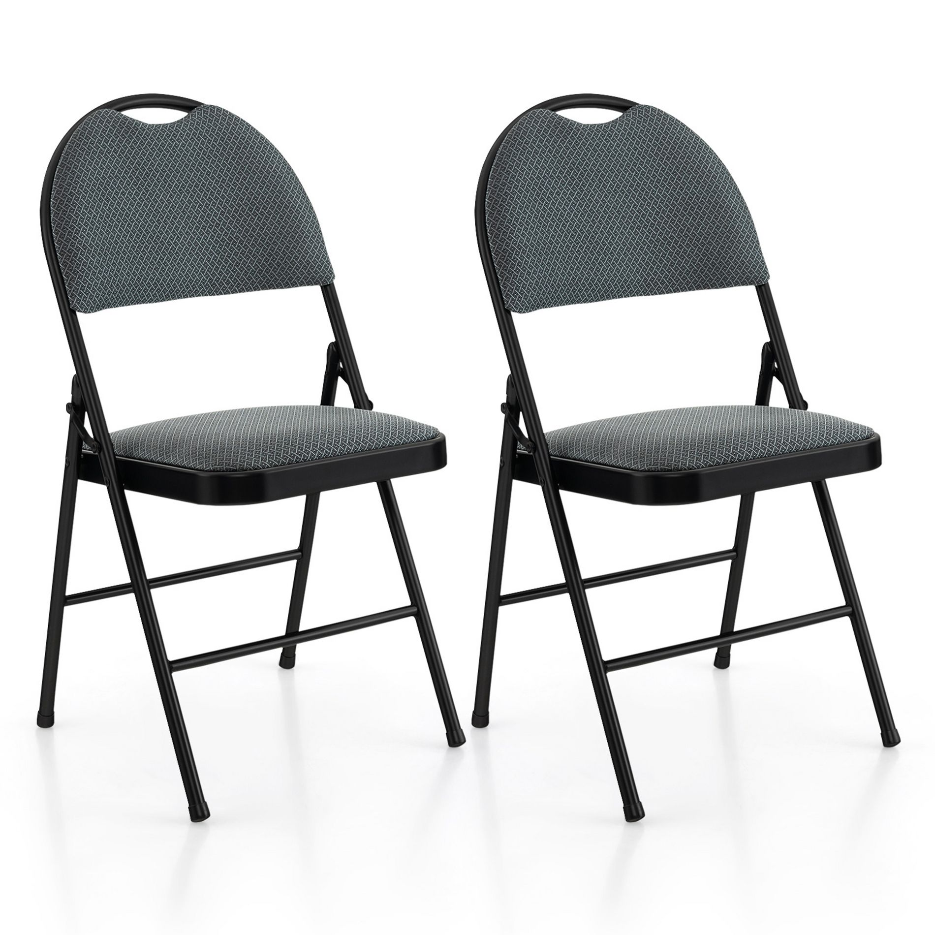 Costway 2 Pack Folding Chairs Portable Padded Office Kitchen Dining Chairs Grey