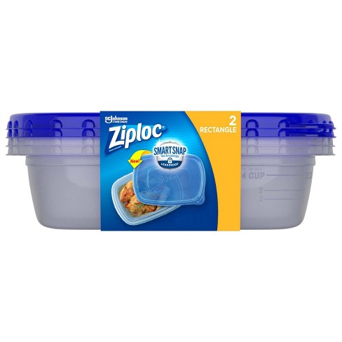 Ziploc Rectangle Containers With Smart Snap Technology - 2ct/48oz : Target