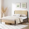 Queen Rattan Headboard Bed Frame, Rounded Corners, Noise-Free, Strong Metal Slats Support, Mattress Foundation, No Box Spring, White Oak - 3 of 4