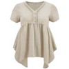 GRACE & GRANDEUR Women's Plus Size Pintuck Texture V Neck Short Sleeve Button Decor Asymmetric Hem Casual Babydoll Blouses - 4 of 4