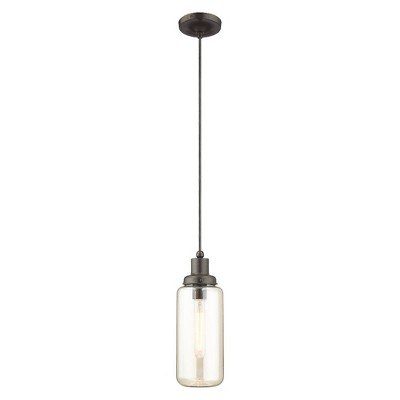 Livex Lighting Art Glass 1 - Light Pendant in  English Bronze