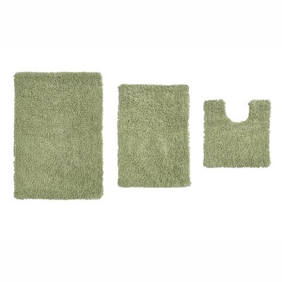 Fantasia Bath Rug Collection Cotton Shaggy Pattern Tufted Set of 3 Bath Rug Set - Home Weavers