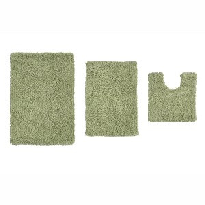 Fantasia Bath Rug Collection Cotton Shaggy Pattern Tufted Set of 3 Bath Rug Set - Home Weavers - 1 of 3