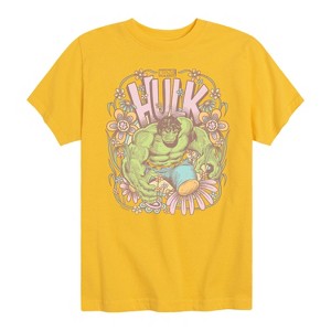 Boys' - Marvel - Hulk Floral Short Sleeve Graphic T-Shirt - 1 of 4