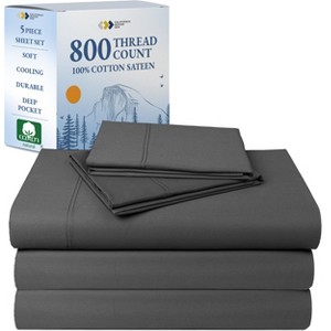 Luxury Bed Sheets Set - 800 Thread Count 100% Cotton Sheets, Deep Pocket, Soft, Cool & Breathable by California Design Den - 1 of 4