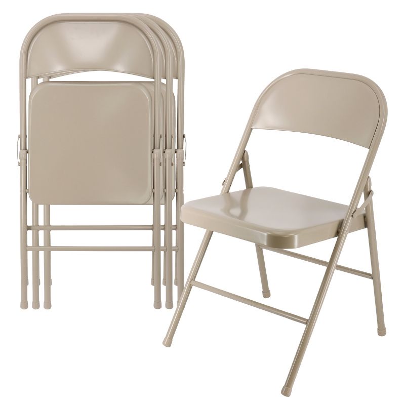 Elama 4 Piece for Indoor and Outdoor Metal Folding Chairs in Beige, 1 of 2