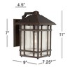 Kathy Ireland Sierra Craftsman Mission Outdoor Wall Light Fixture Rubbed Bronze 11" High Frosted Seeded Glass Panels for Post Exterior Barn Deck House - 4 of 4