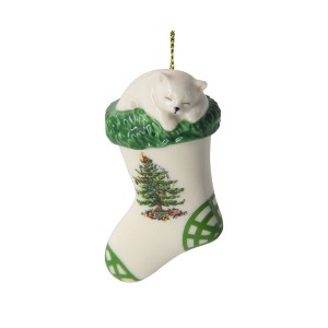 Spode Christmas Tree Kitten in Stocking Ornament - 2.25" - 1 of 4