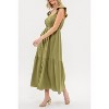 August Sky Women's Faux Button Flutter Sleeves Midi Dress - 3 of 4